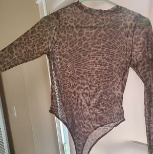 Fashion nova mesh leopard print bodysuit